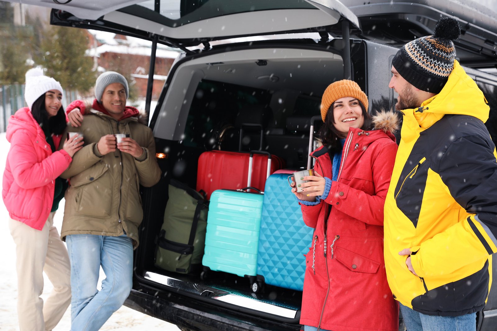 Film crew boarding a shuttle van at basecamp on a Toronto production location