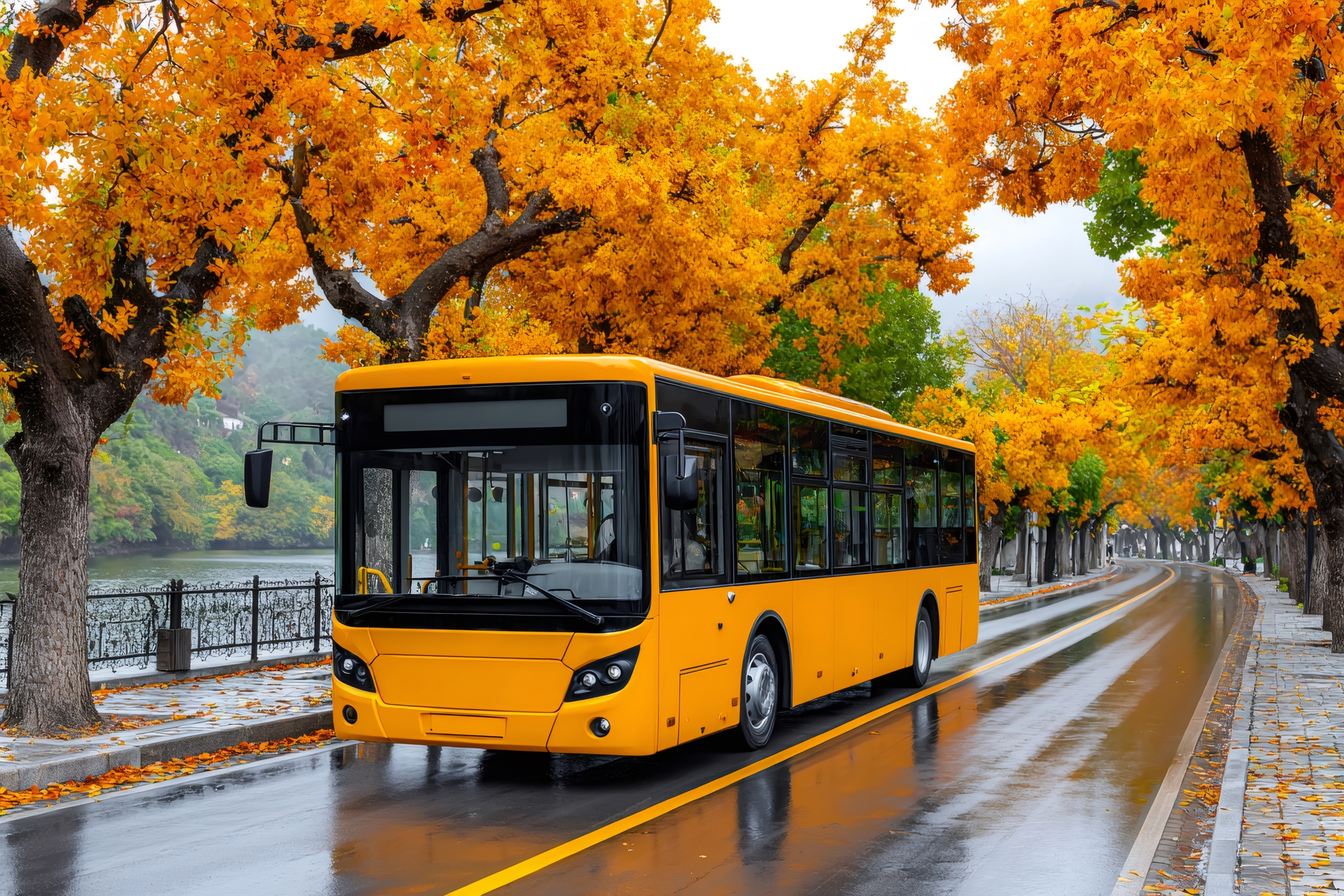 Charter bus arriving at an Ontario university campus for a student tour